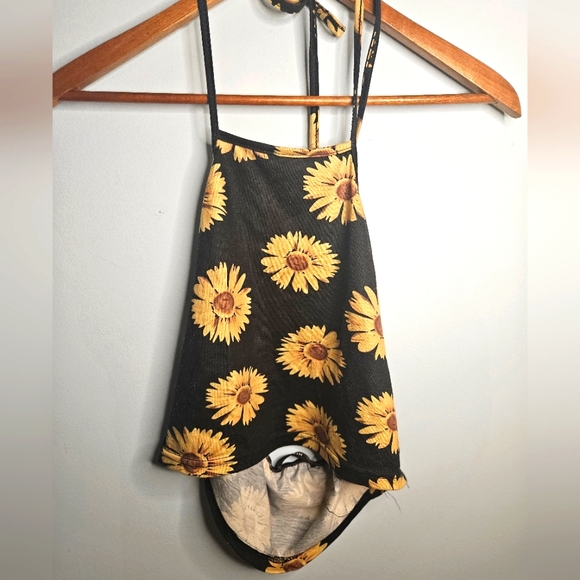 Two Piece Sunflower Halter Top Skirt Set - Picture 5 of 5